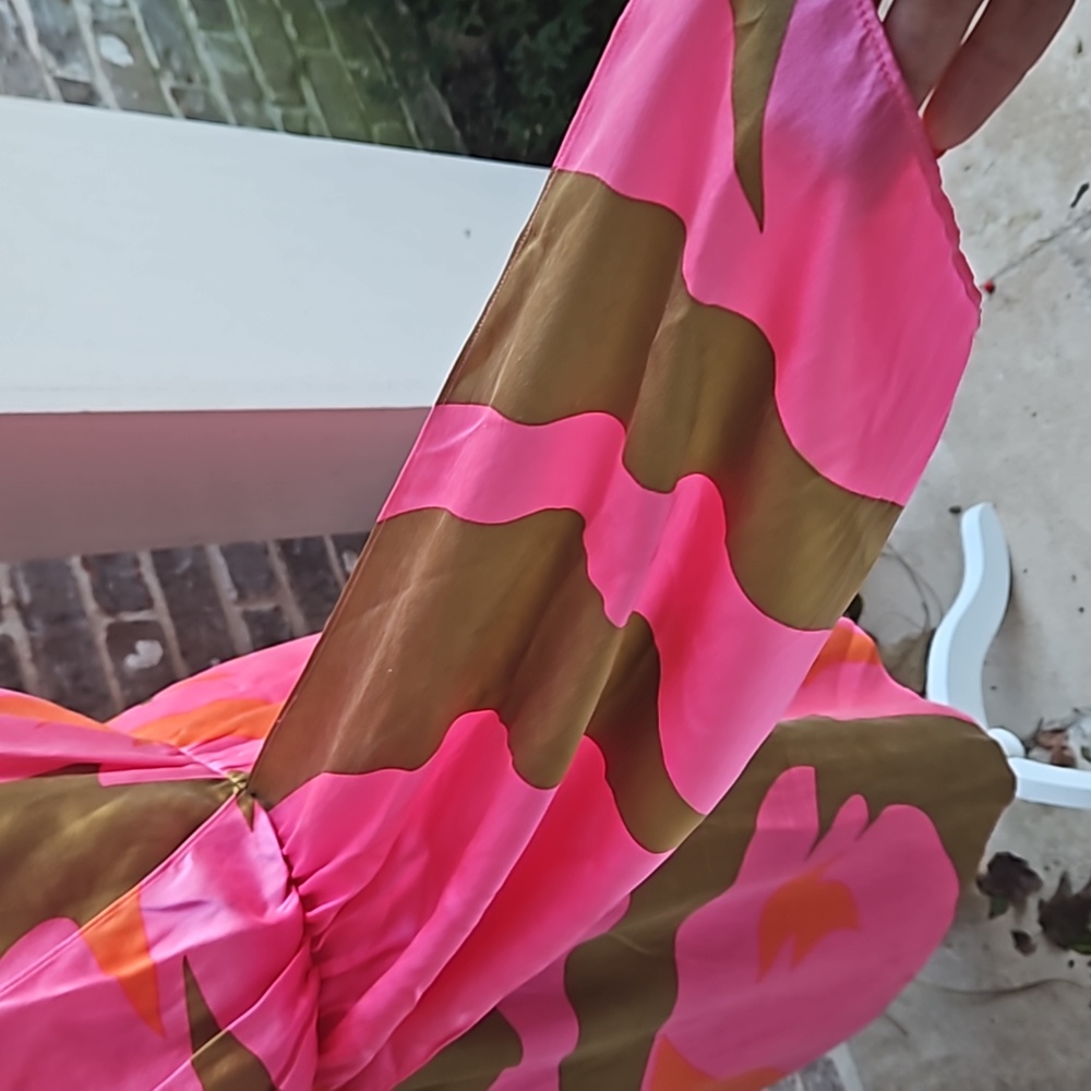 Tibi 100% Silk Tropical Print Pink Lined Dress - Picture 2 of 6